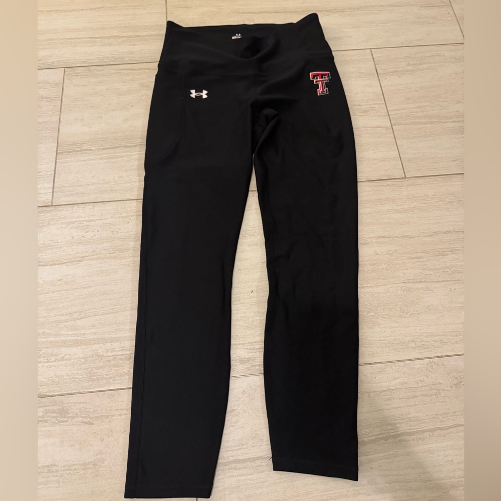 Under Armour Black Leggings with Texas Tech Logos Medium